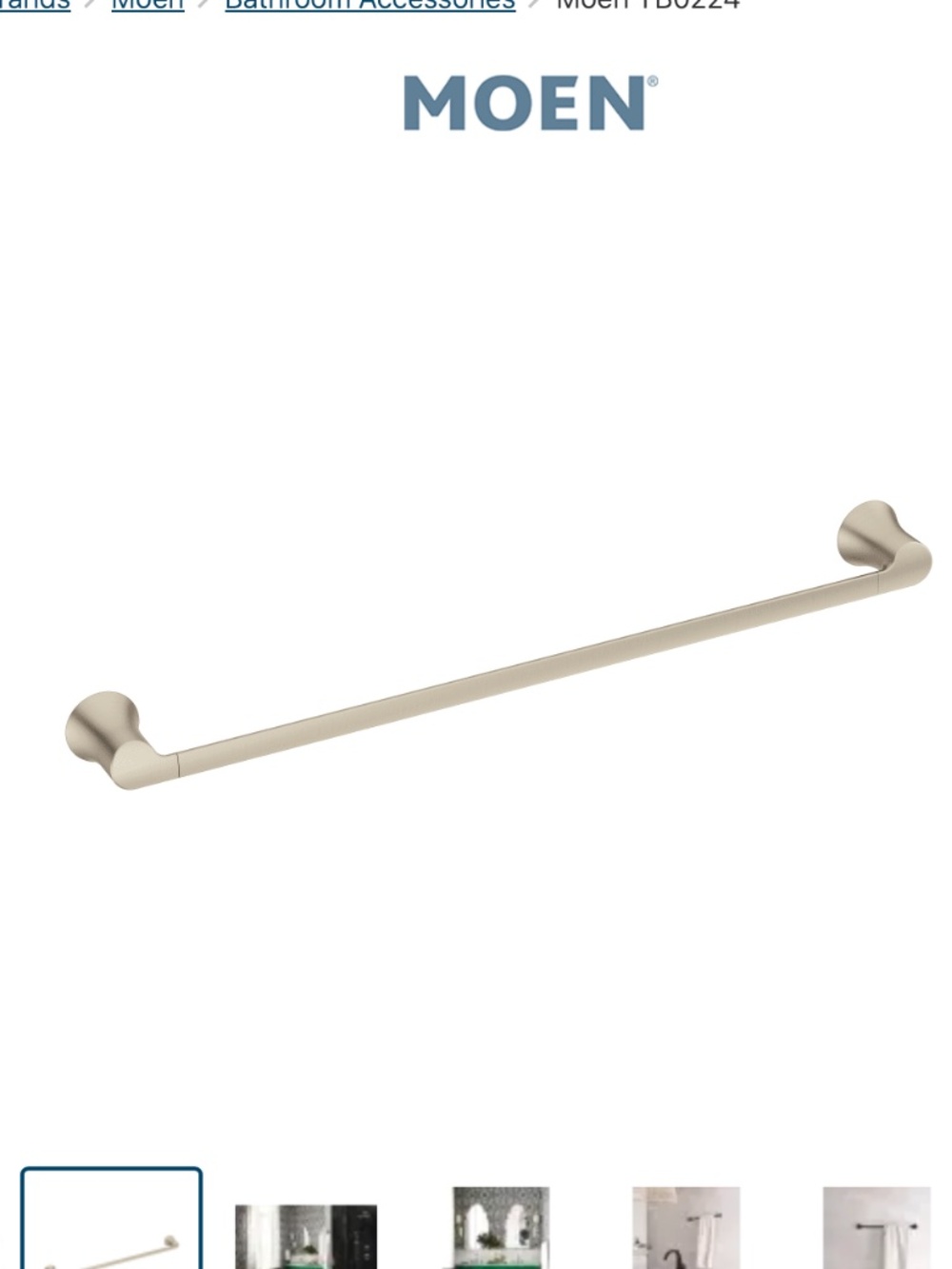 Moen Doux 24" Wall Mounted Towel Bar YB0224 Brushed Nickel